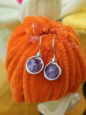 Amethyst Earrings, Handmade, Gemstone Jewelry, Peaceful Stone, Gift Idea